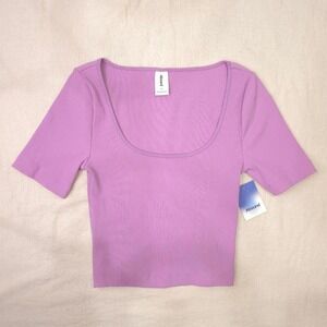 Abound purple ribbed crop top Size S